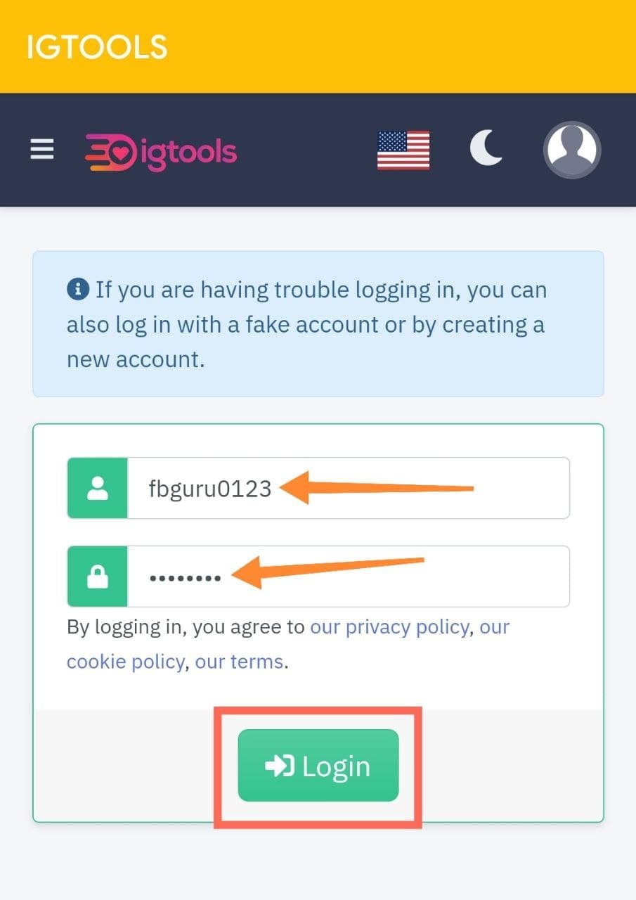 Enter Your Username and Password To Login